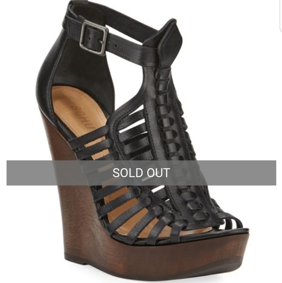 NWT Schutz Lalo Woven Leather Wedge Sandals - Picture 2 of 8